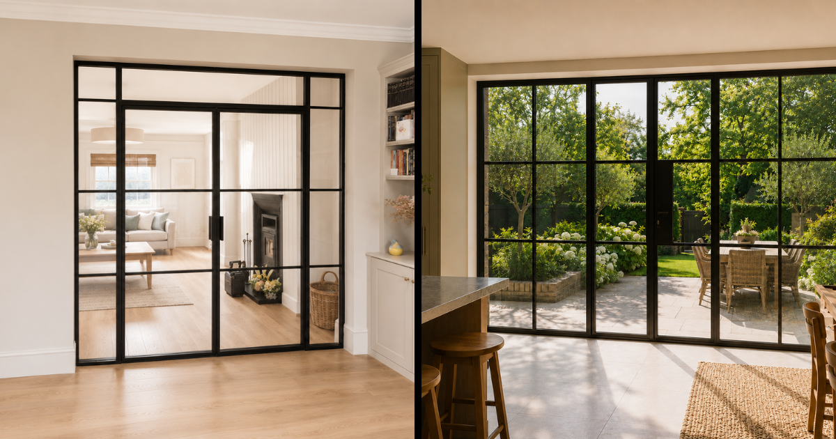 Internal and external double doors